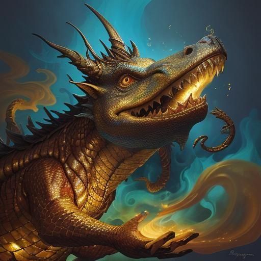 Smaug Dancing in The Shire, Alcohol Ink Art