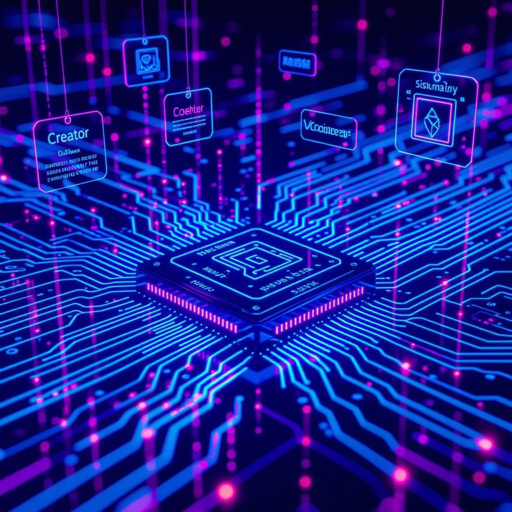 Futuristic Blockchain Network with Glowing Nodes