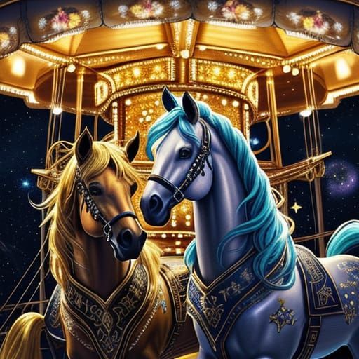 Magical Carousel Under Starry Night Sky