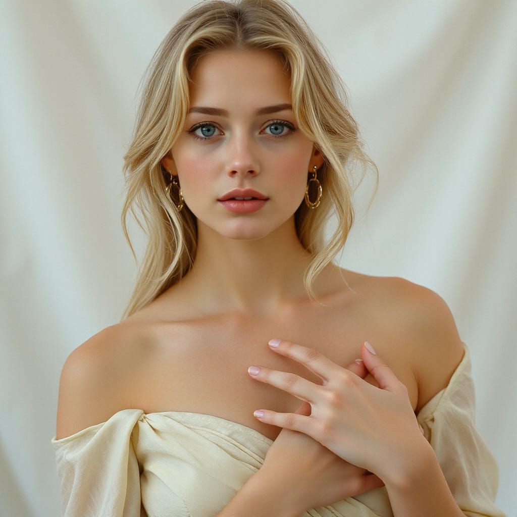 Ethereal Blonde Woman in Art Nouveau Style