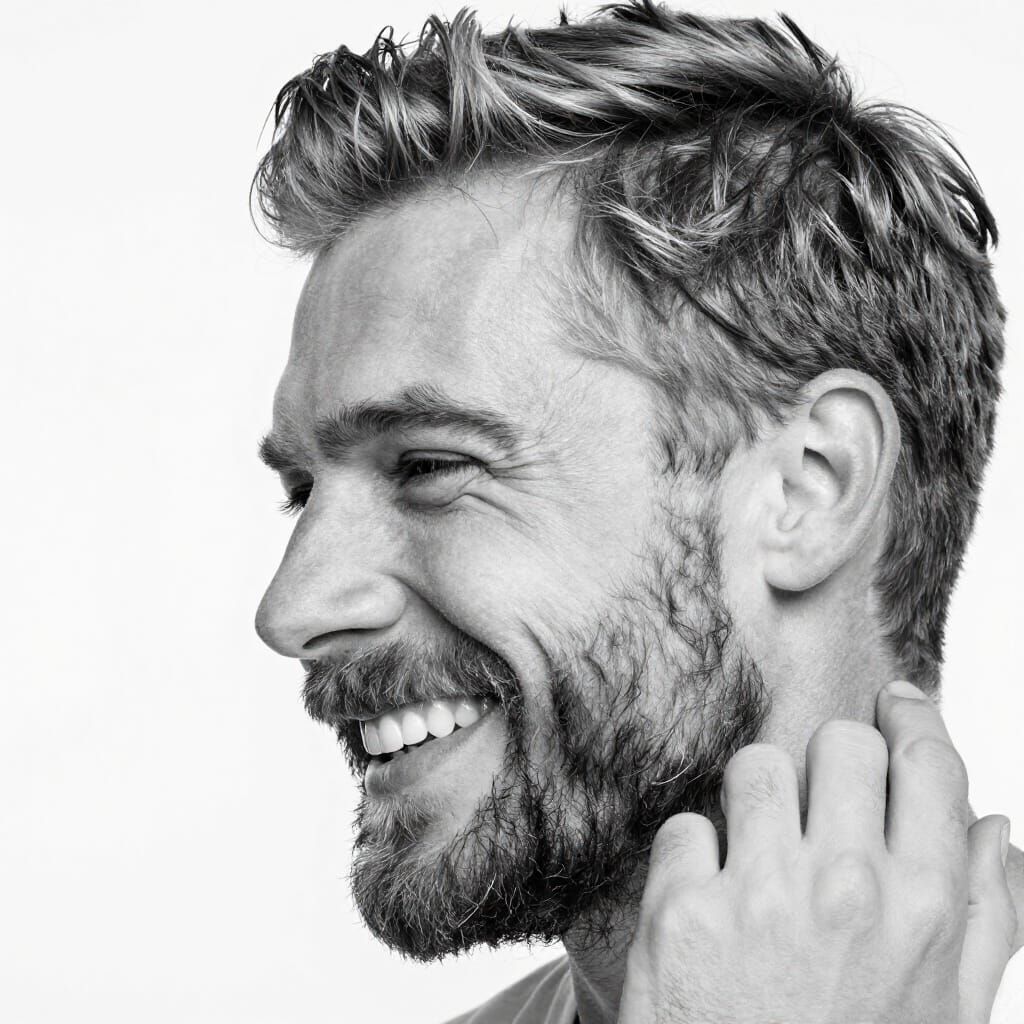 Minimalist Black and White Portrait of a Handsome Man