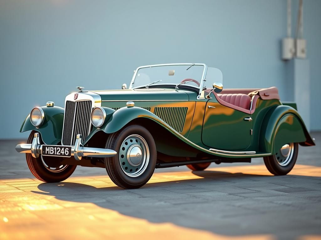 British Racing Green 1953 MG in Golden Light