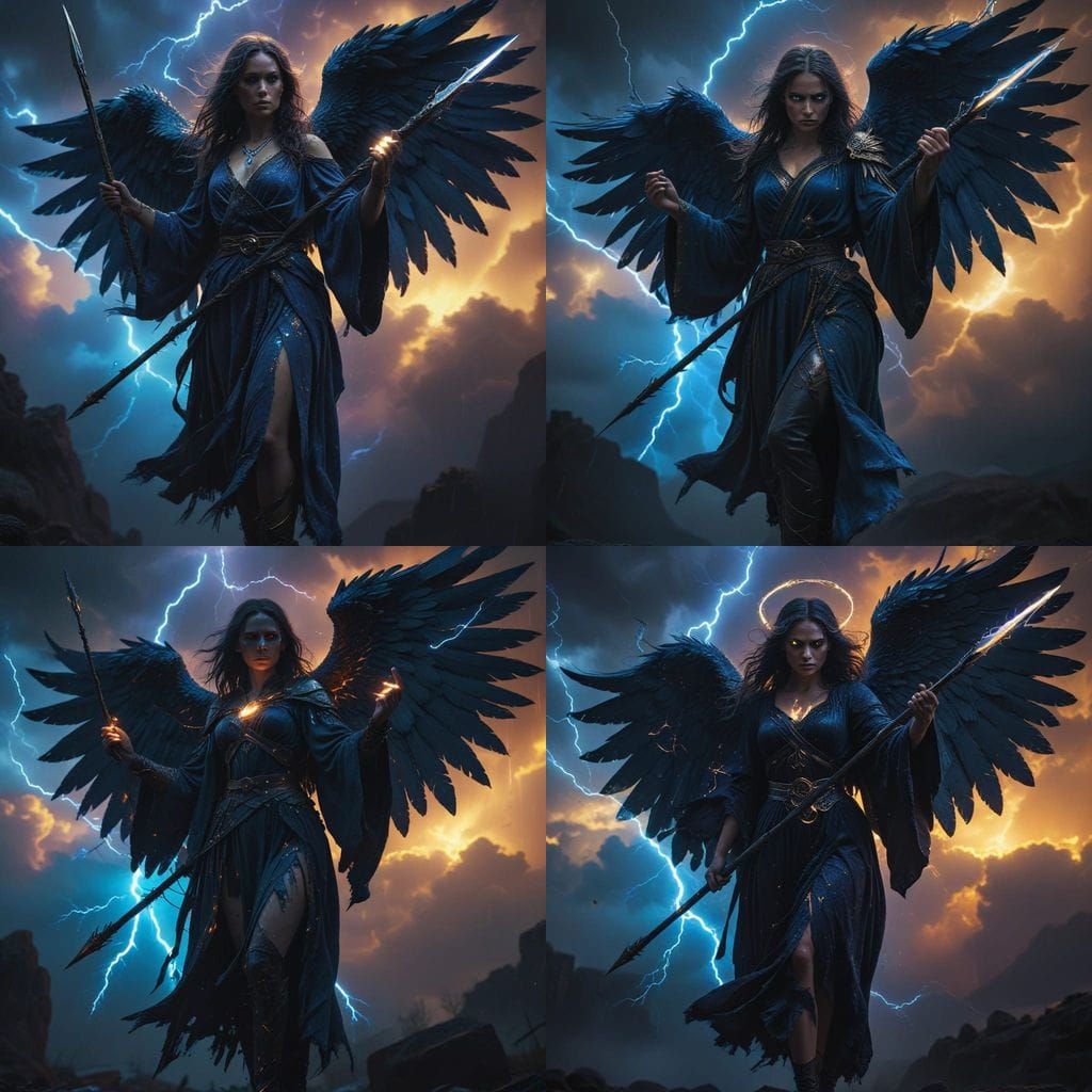 Ethereal Angel Descends in Stormy Skies