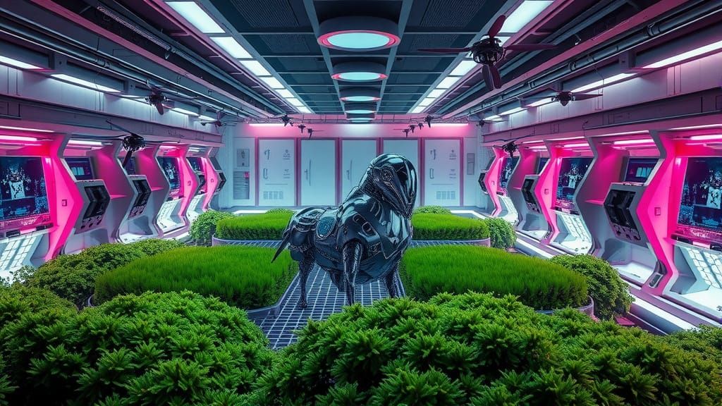 Quarantined Lab with Mutating Alien Moss