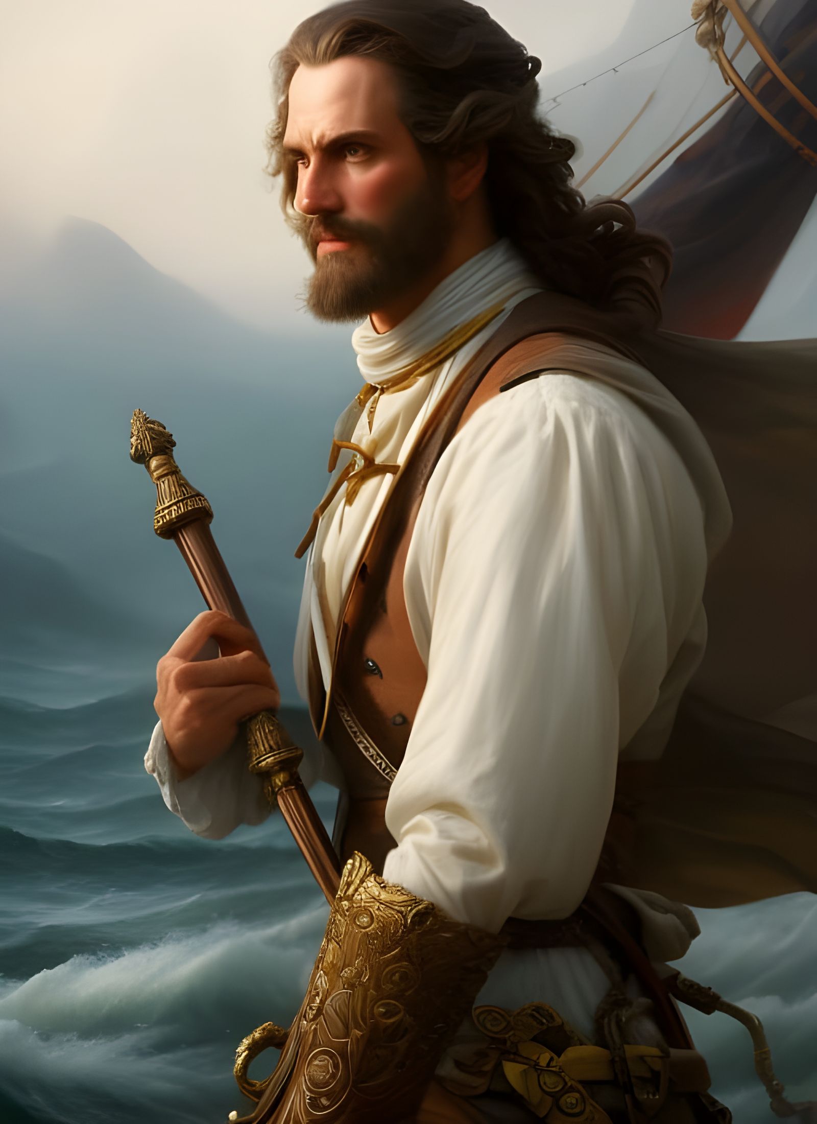 1800s Sailor Portrait in Dramatic Lighting