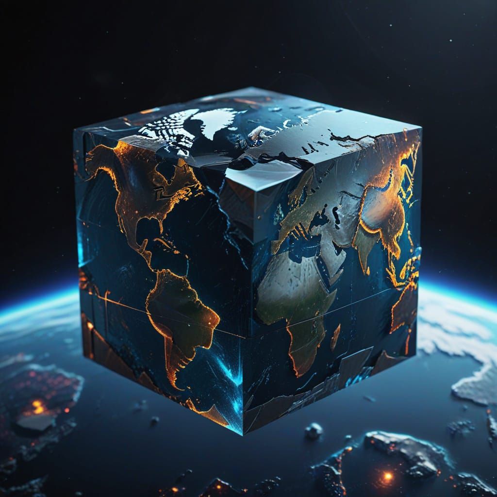 a 3d cube of the planet earth from space