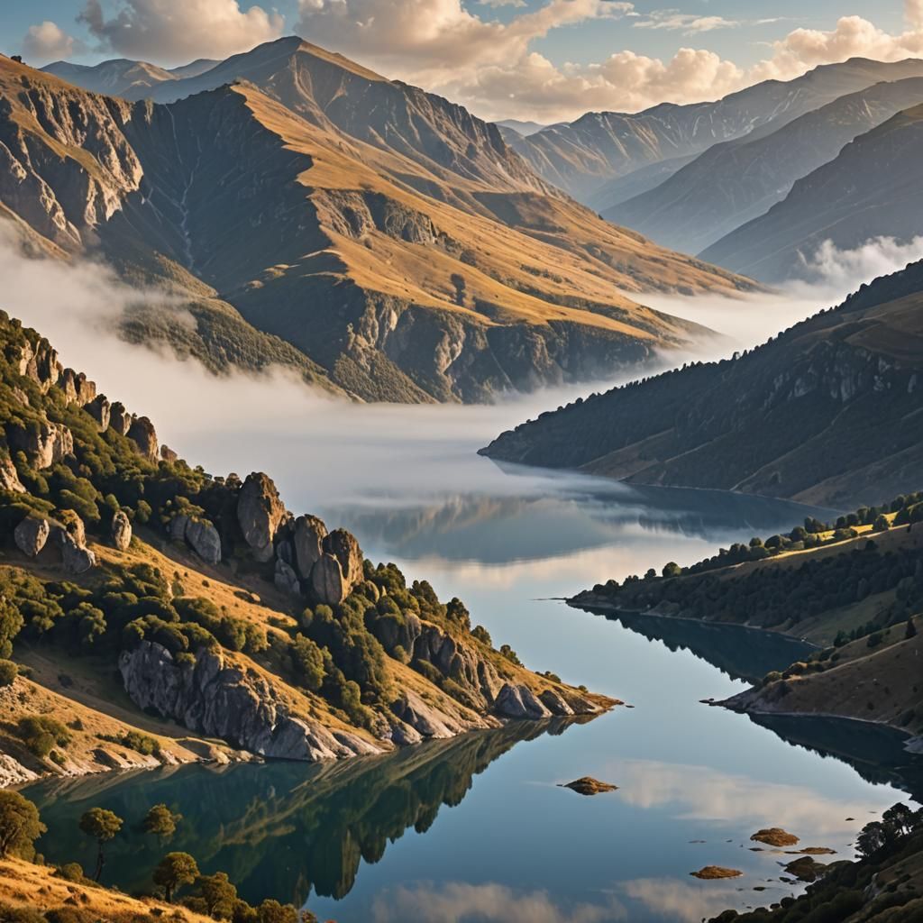 Lake Bafa Landscape with Ancient Ruins