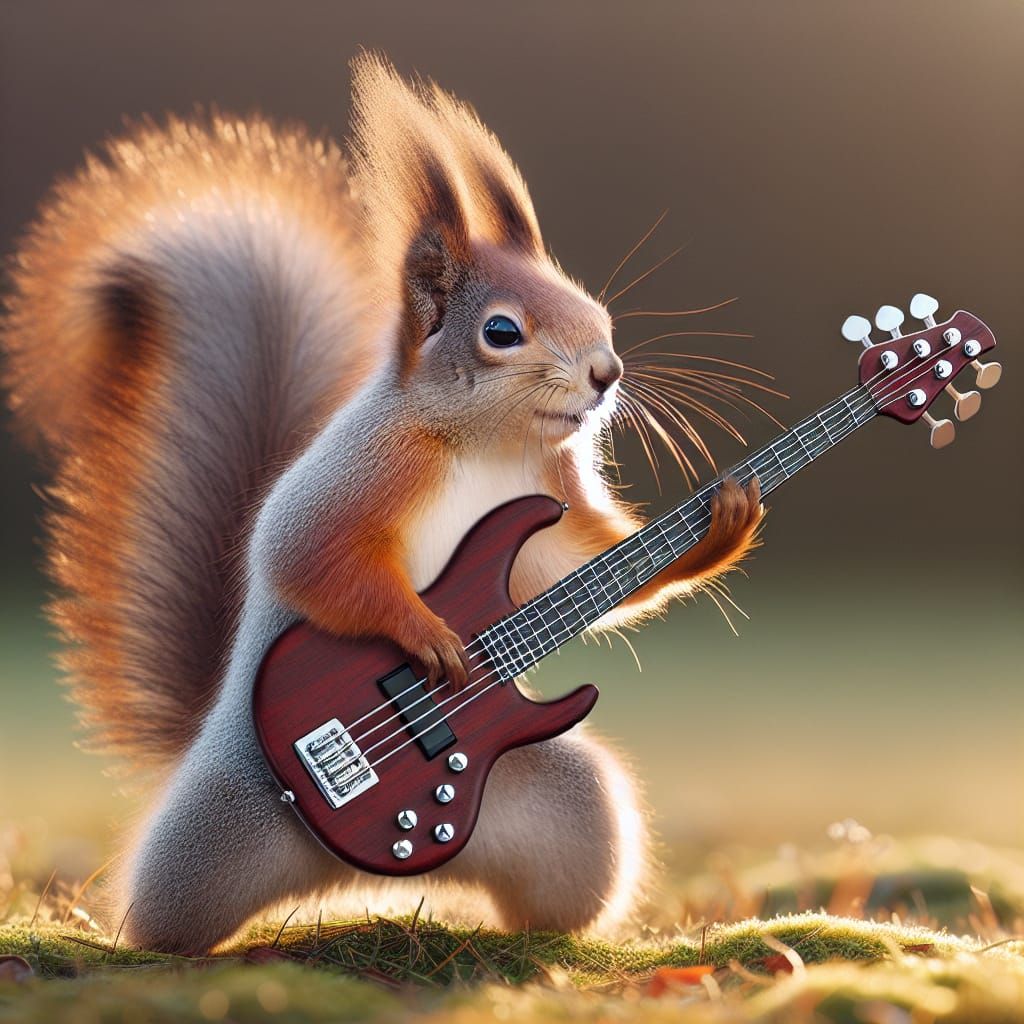 Squirrel Rockstar in Animated Style