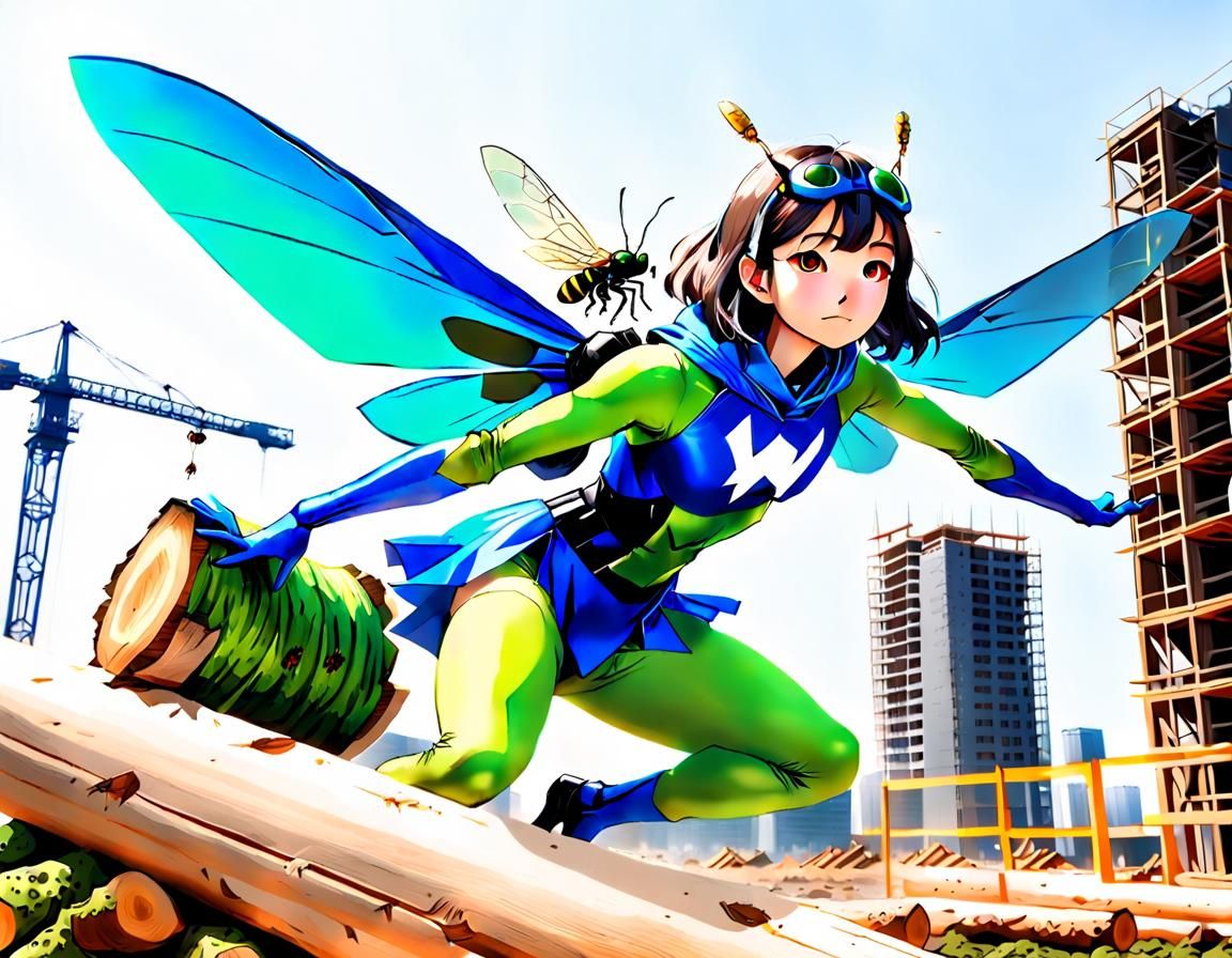 Anime Fly Superheroine Battles Mold Man