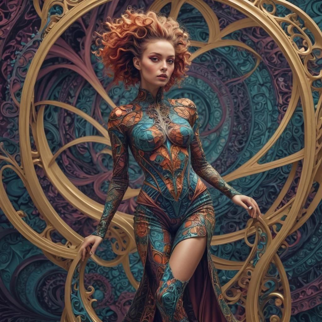 Vibrant Alien Model in Vogue Art Deco Style