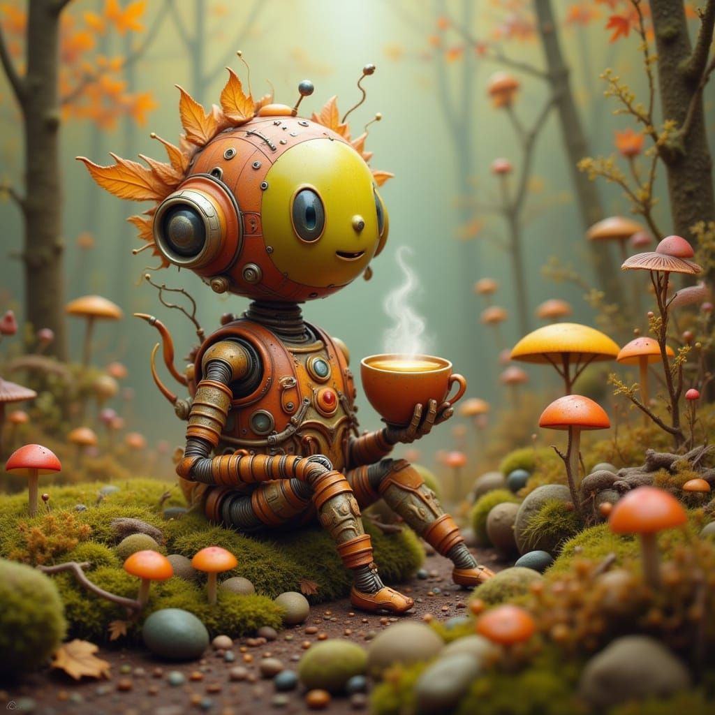 Whimsical Autumn Robot III