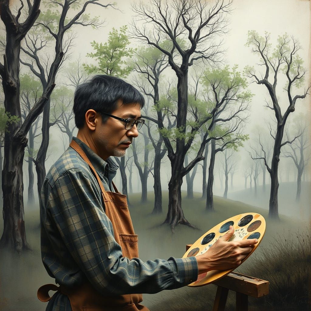 A Painter Captures Monochromatic Trees in Mysterious Mood