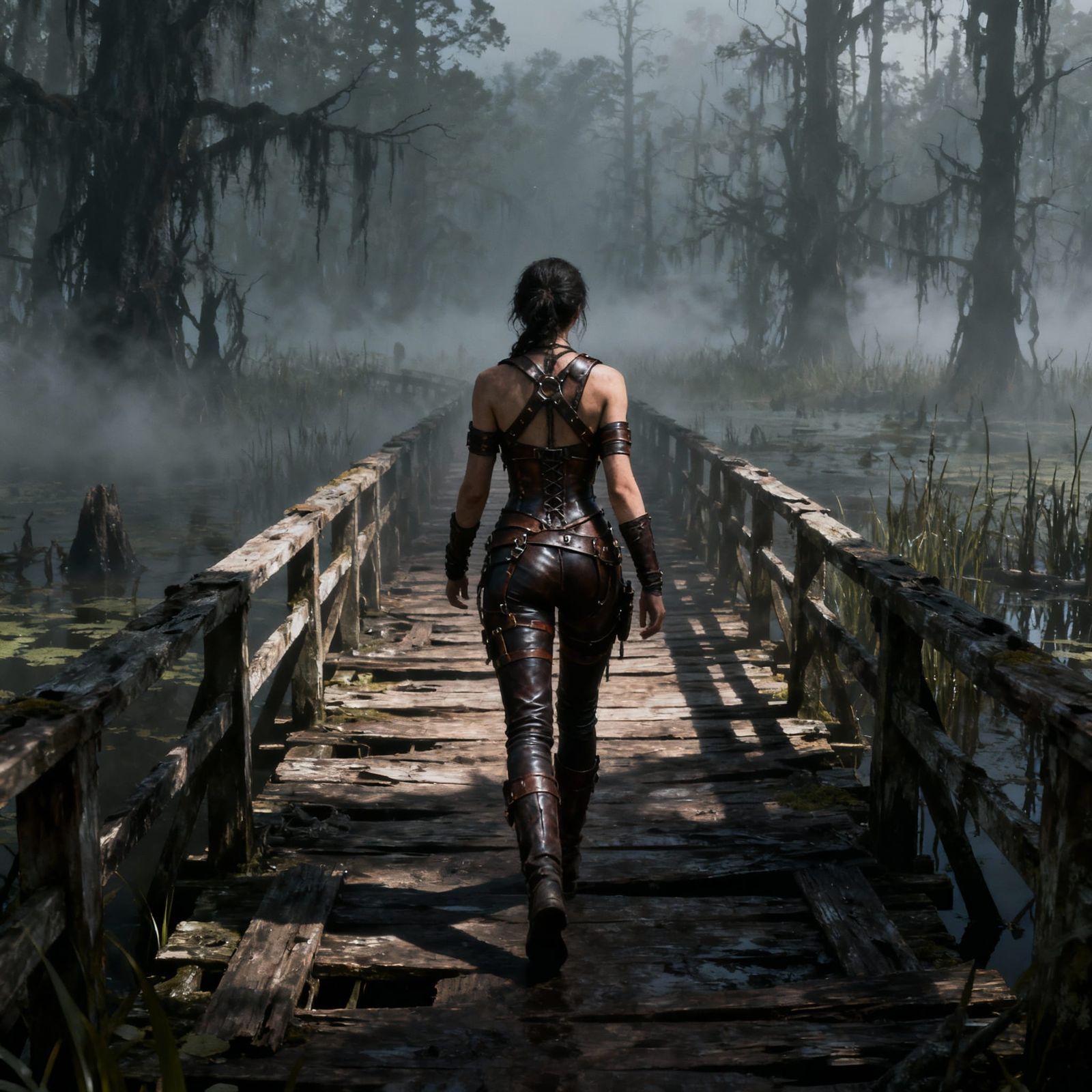 The planks didn't really look trustworthy, but this bridge w...