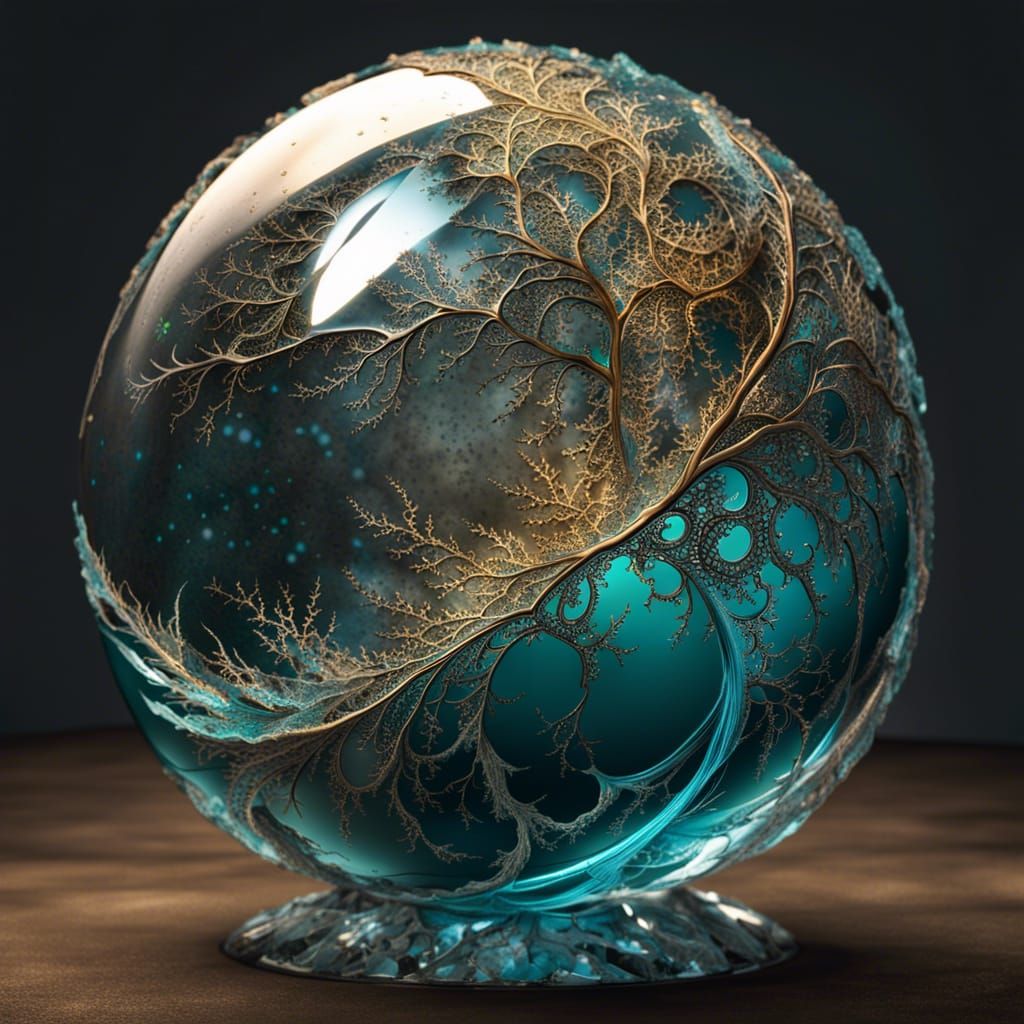 Cracked Glass Moon Sphere with Fractal Effects