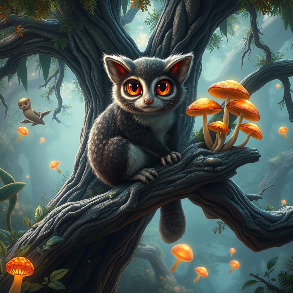 Whimsical Suricat in a Primeval Forest