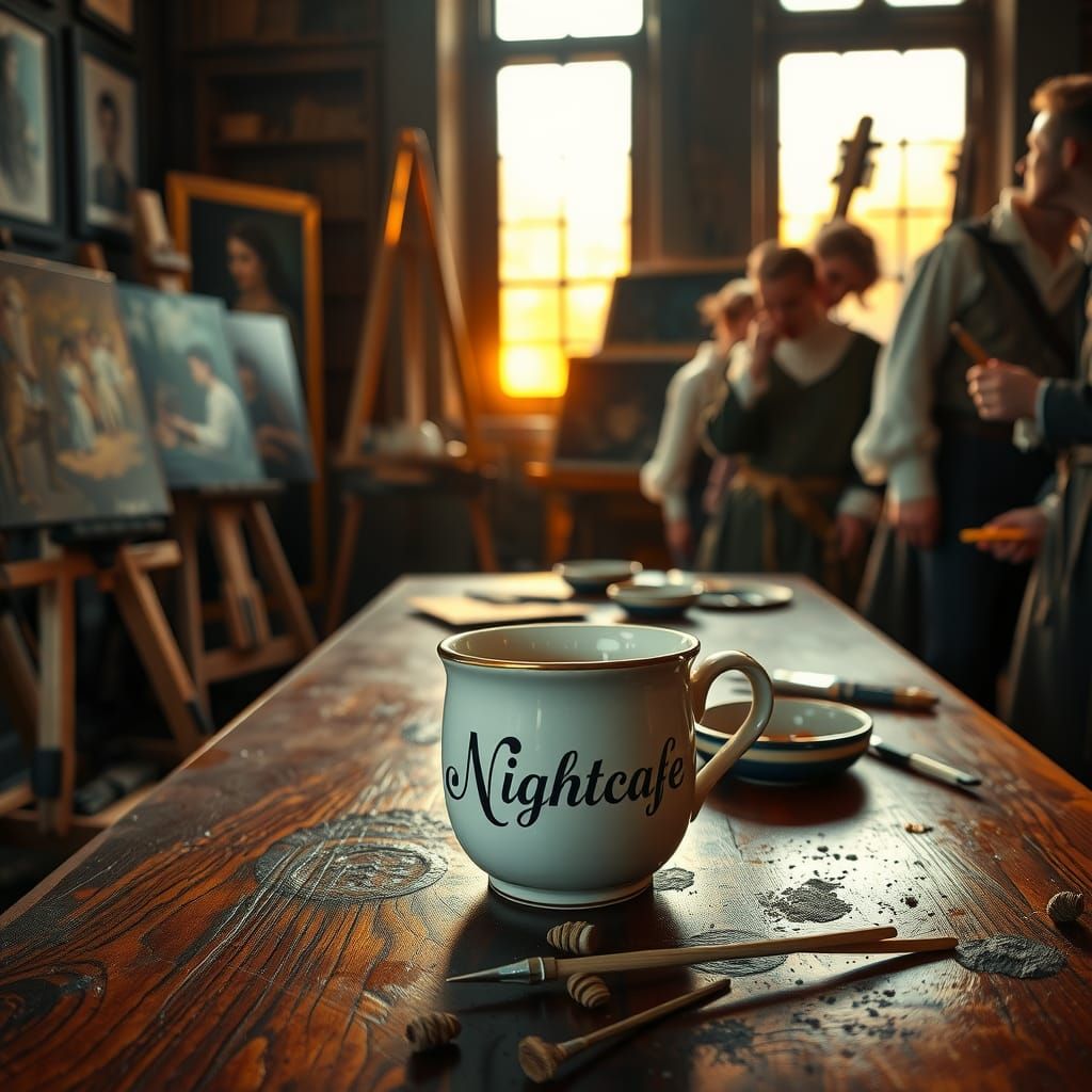 Mug in Art Studio: Hyper-Realistic Photography