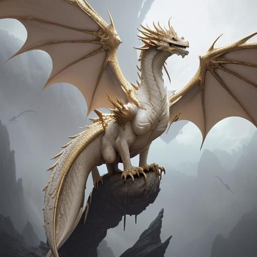 Intricate Ivory Dragon Statue with Feathered Wings