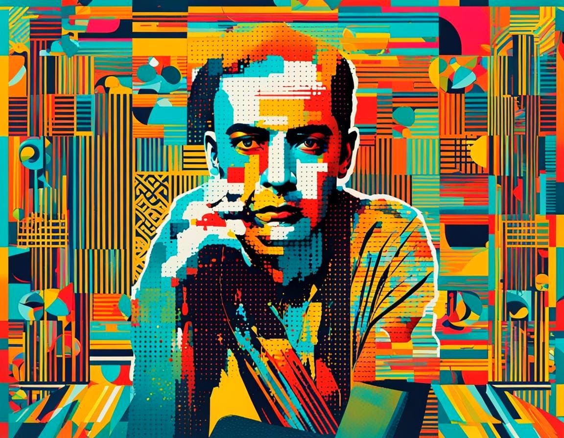 Geometric Pop Art Screen Print in 8K Resolution