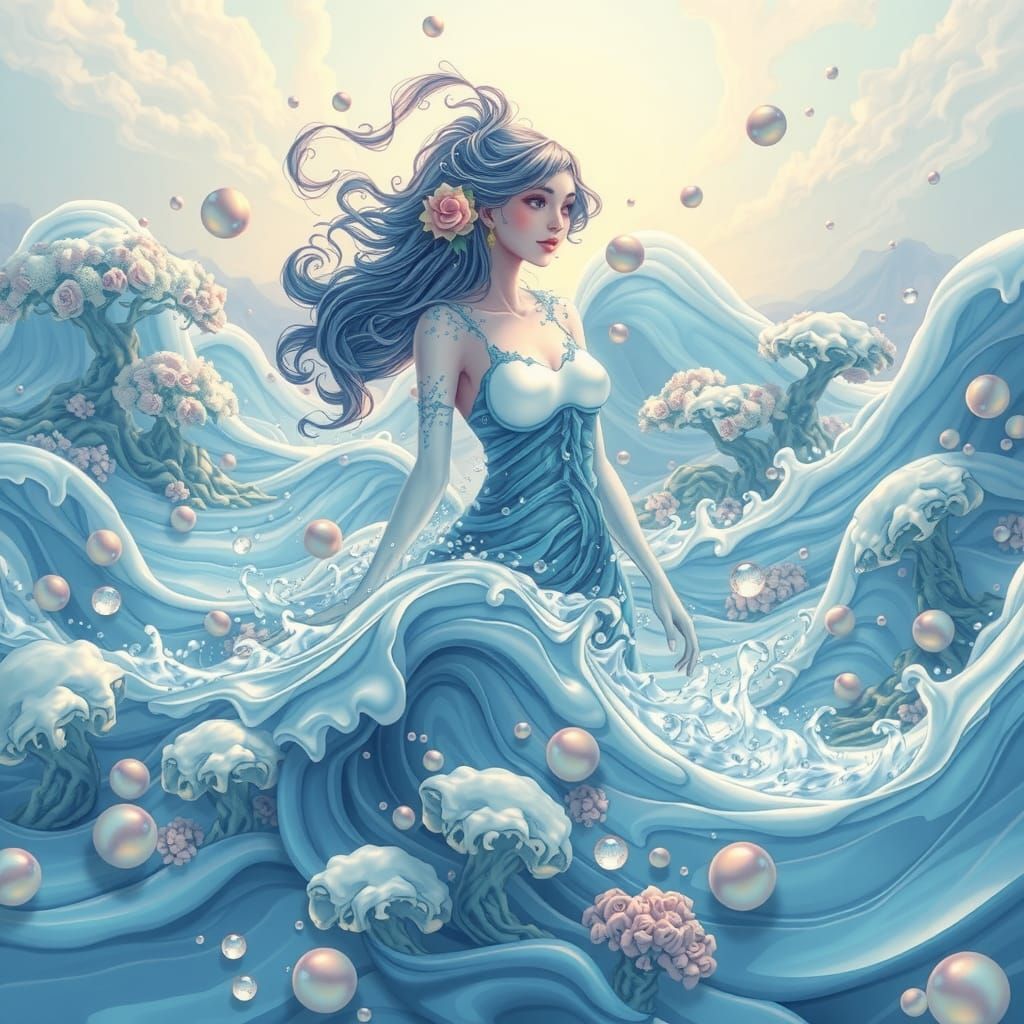 Water Elemental in Flowing Liquid Landscape