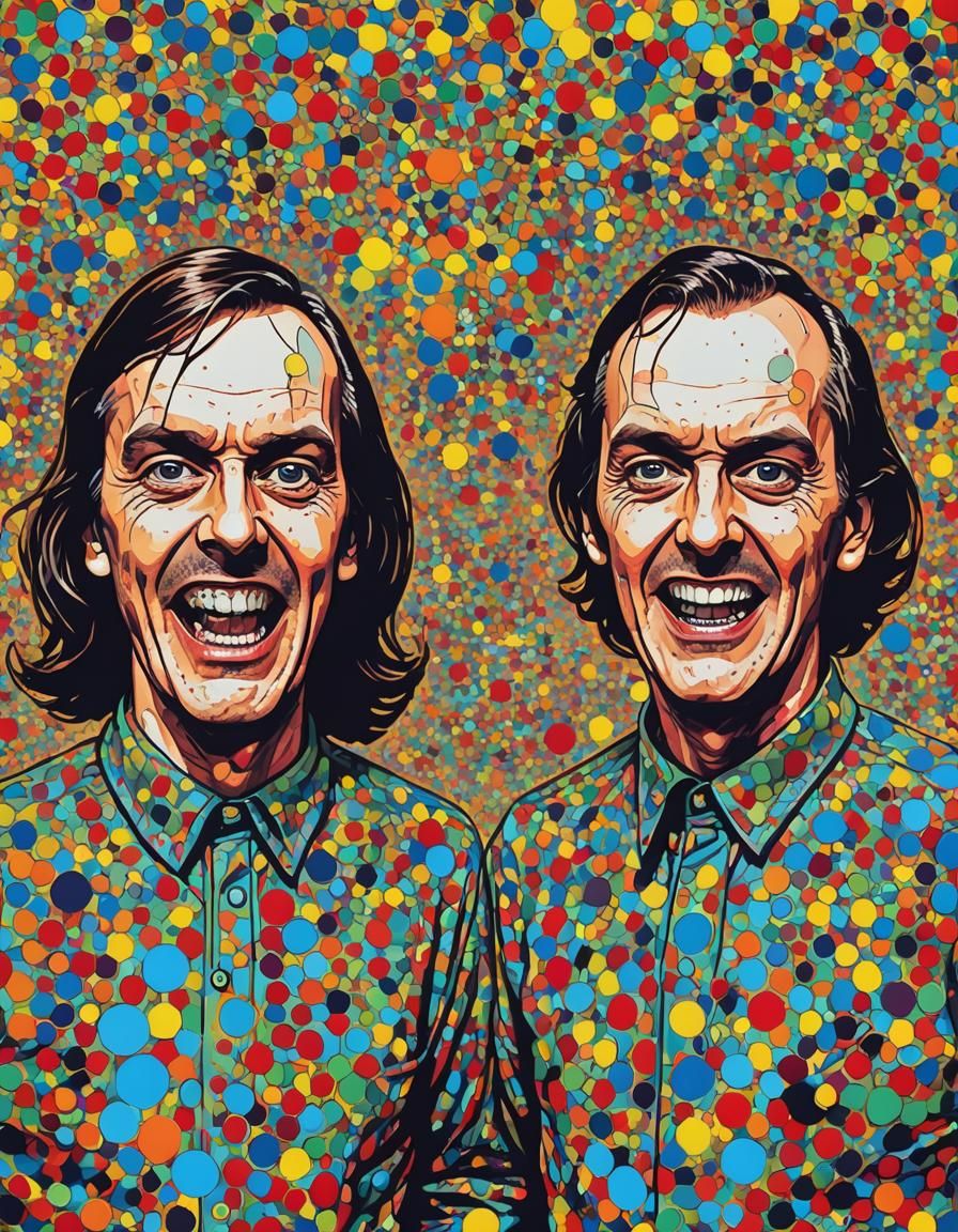 Pop Art Twins in Ben-Day Dot Style