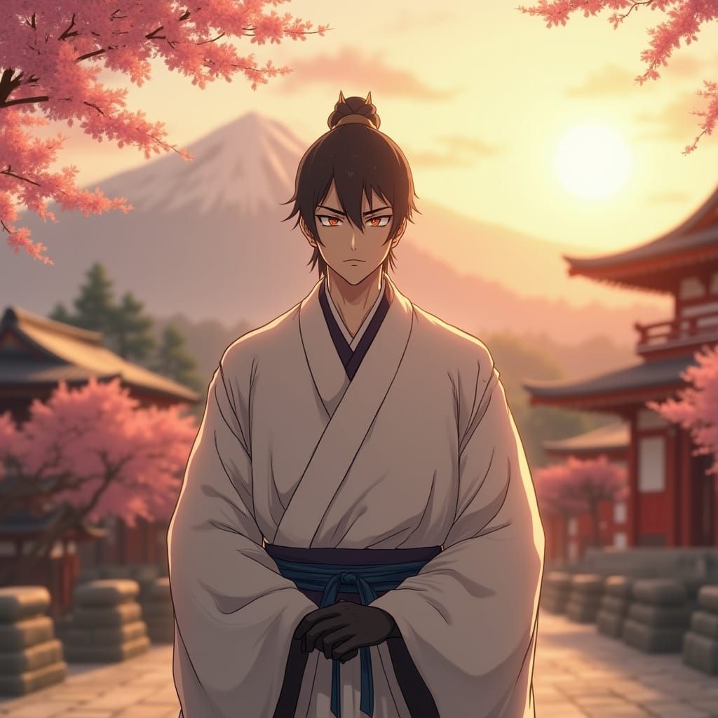 Storm Shadow Ninja at Horyu-ji Temple at Sunset