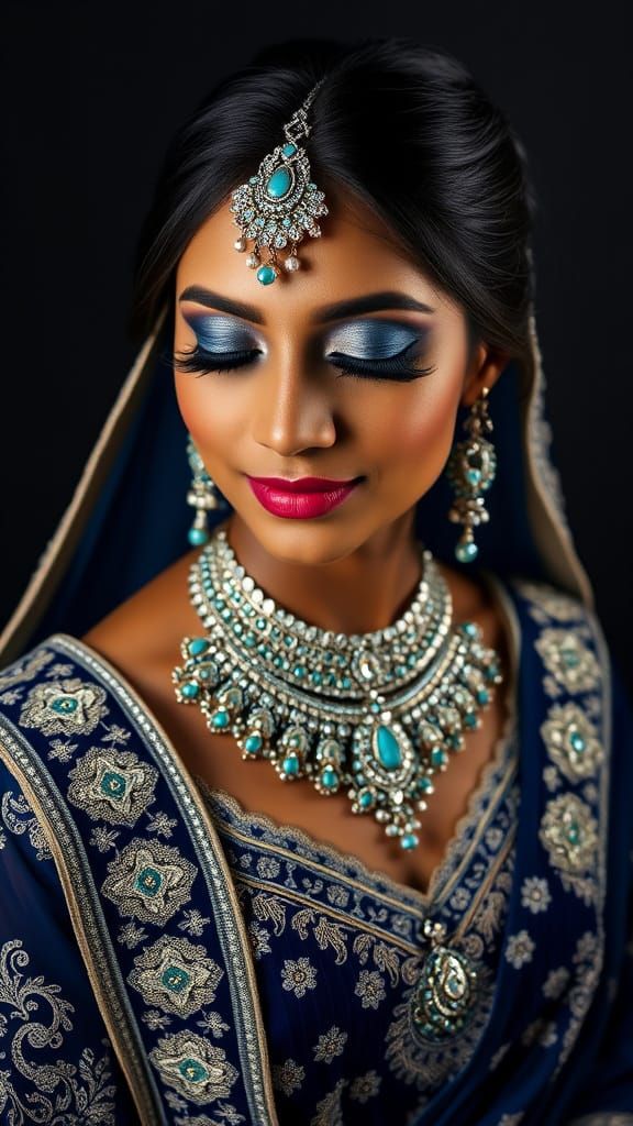 Indian Bride in Traditional Dress: Photorealistic Portrait