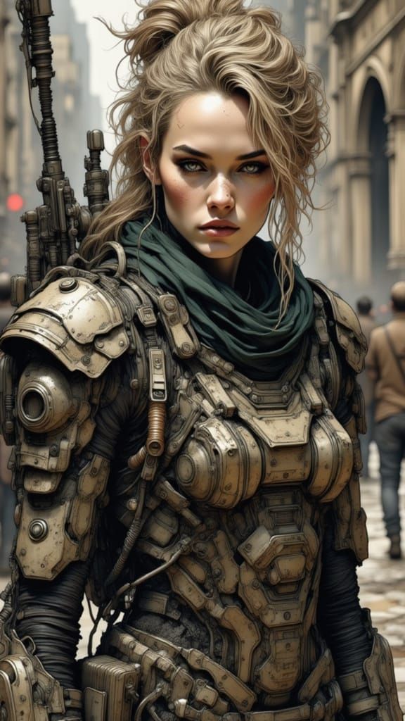 Cyborg Florence Pugh in Cyberpunk Style