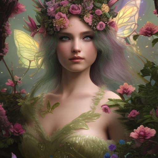 Enchanting Elf Fairy Princess in Art Nouveau Style