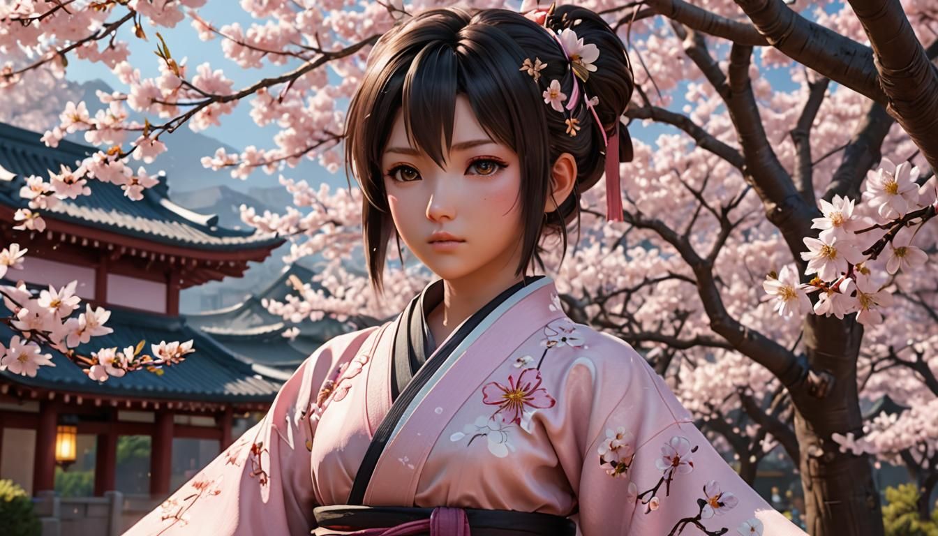 Yuffie Kisaragi in Kimono: 3D Anime Art