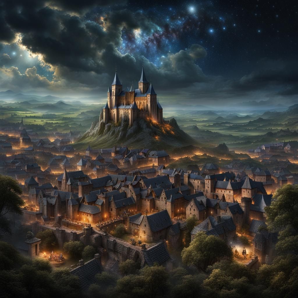 Epic Medieval Starscape: Digital Matte Painting