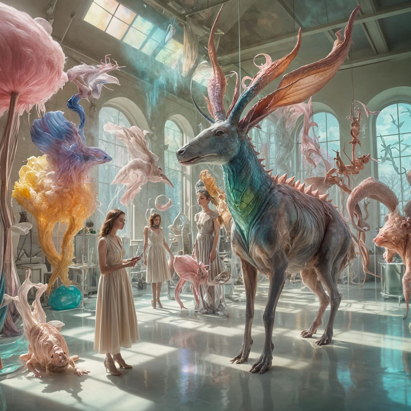 Dreamlike Surrealism: Elegant Beings in a Fantasy Laboratory
