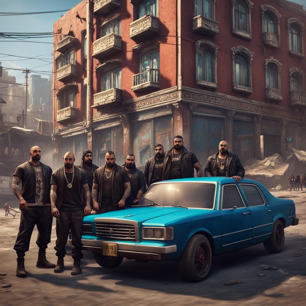 Azerbaijani Street Gang in Detailed Matte Painting