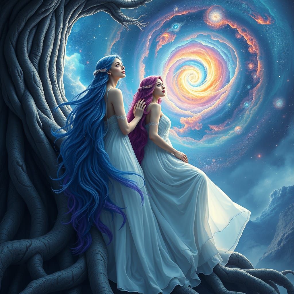 Goddesses of the Cosmos in Vibrant, Dreamlike Splendor