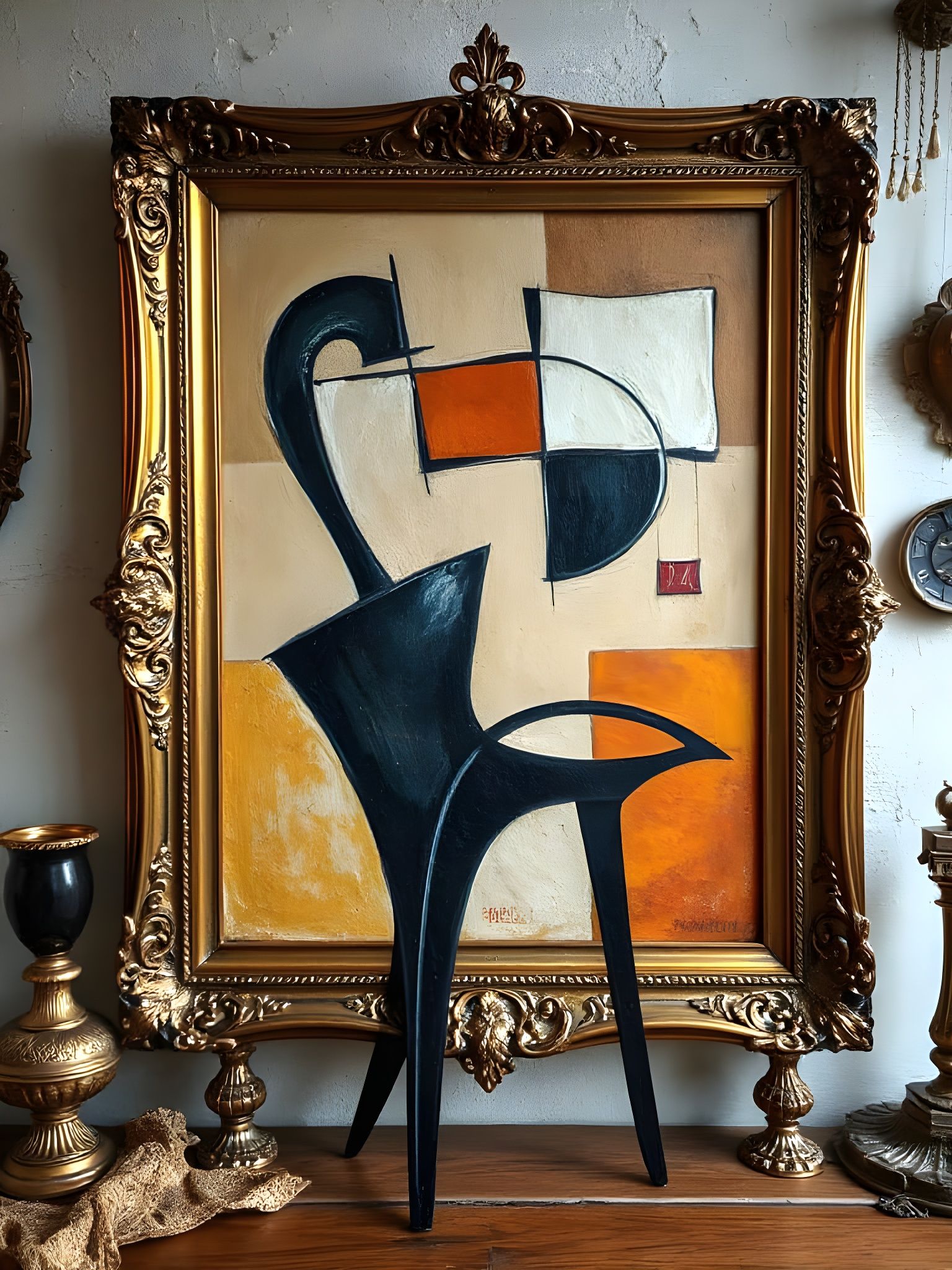 Geometric Cubism Abstract Painting in Picasso Style