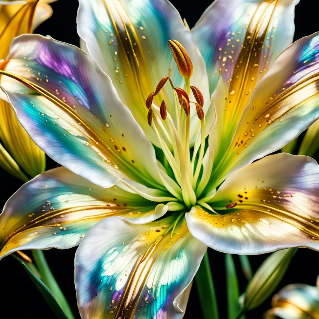 Gilded Mother of Pearl Lily: Extreme Close-Up