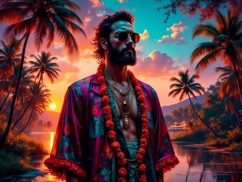 Vibrant Sunset Ceremony in Emopunk Style