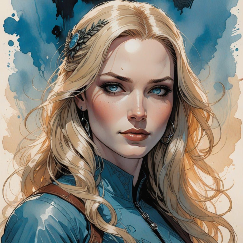 Cerulean Dream Girl in Classic Comic Book Style