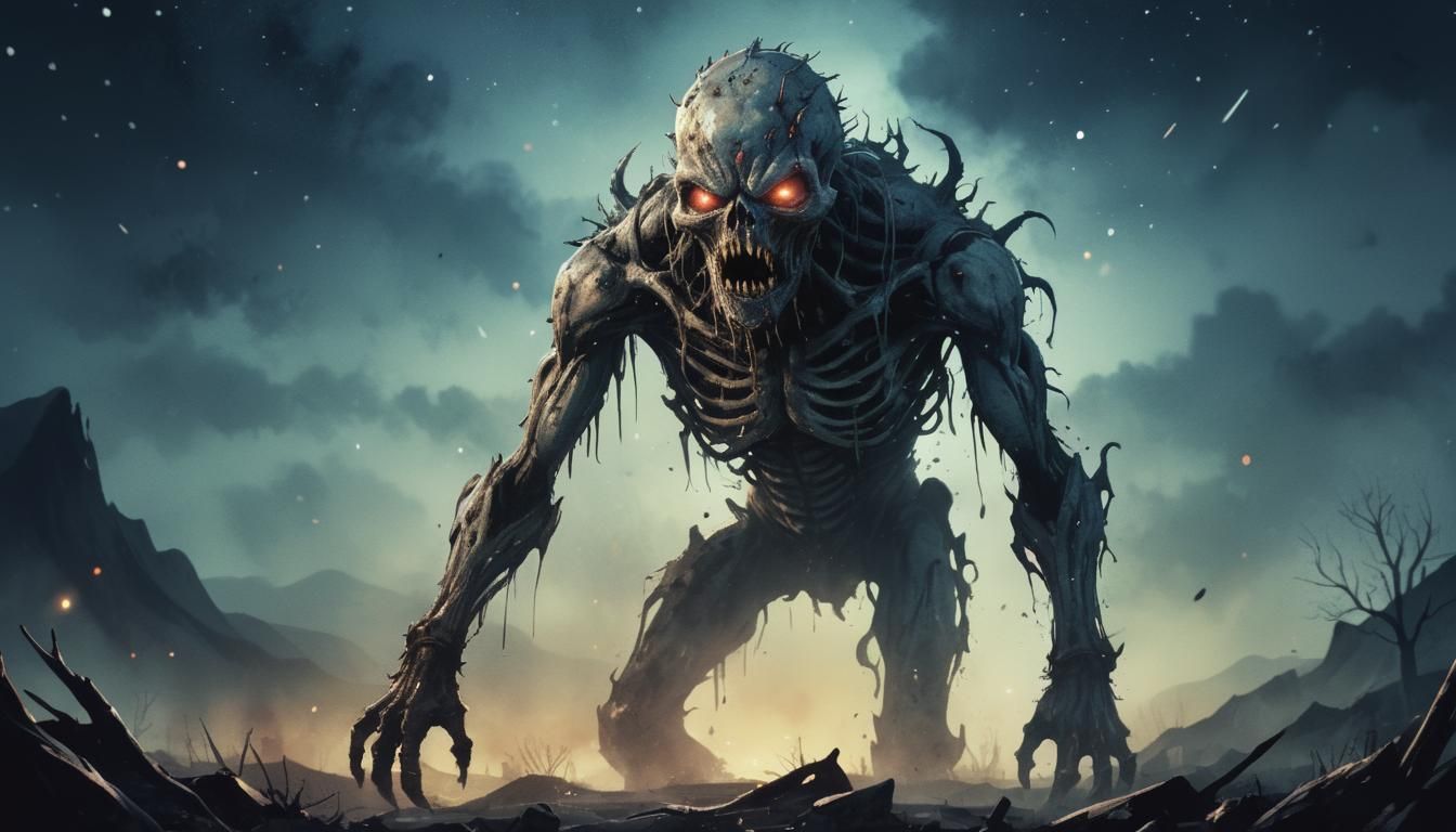 Apocalyptic Horror Creature Descends: Watercolor Art