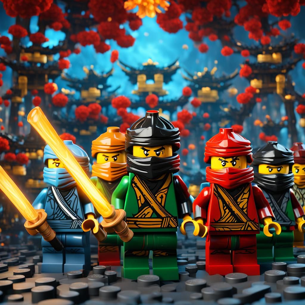 Detailed Lego Ninjago Minifigures Digital Painting