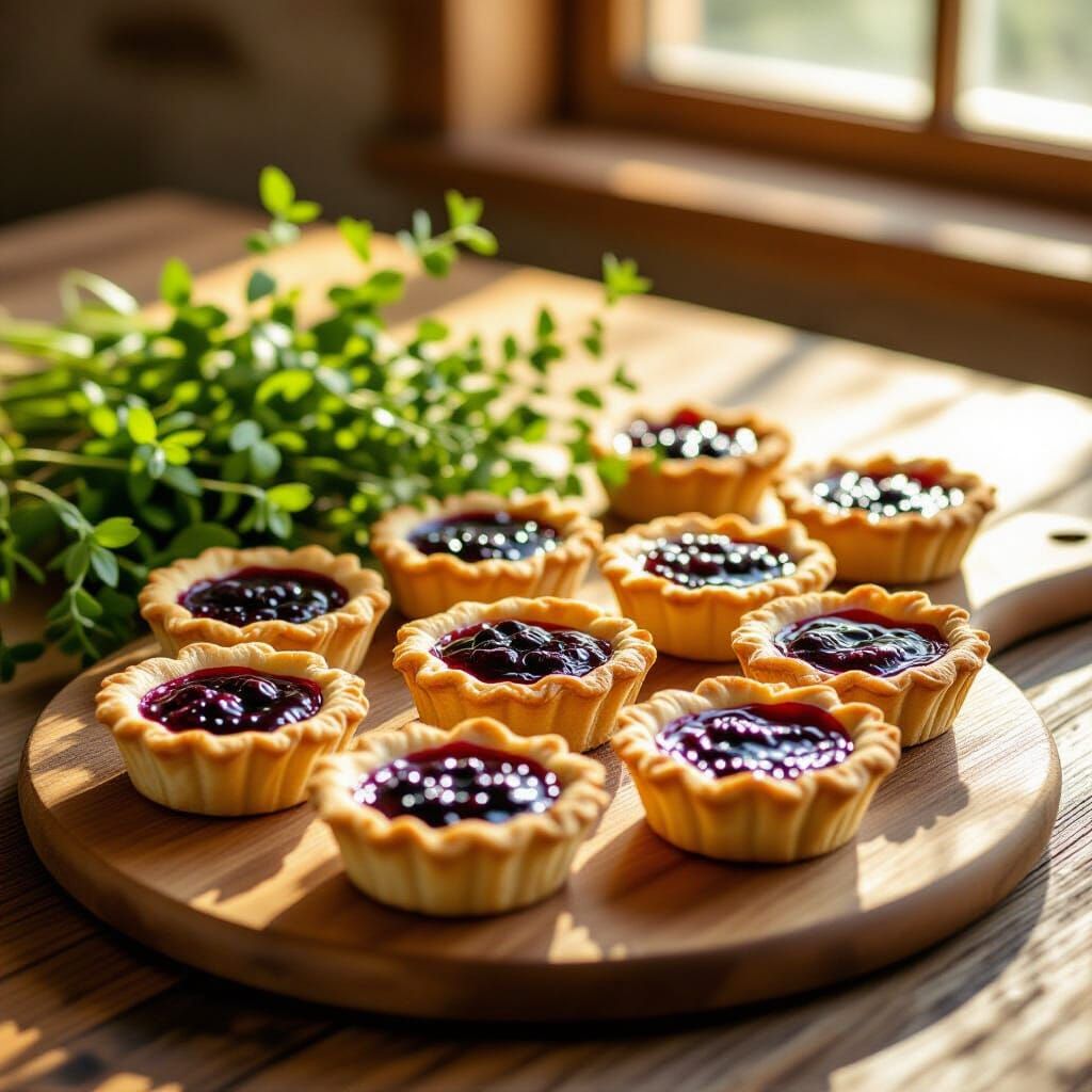 Artisanal Berry Tarts in Golden Hour Sunlight
