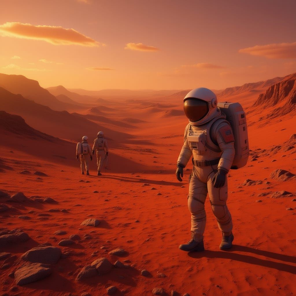 Astronauts Explore Mars Surface in CryEngine Style