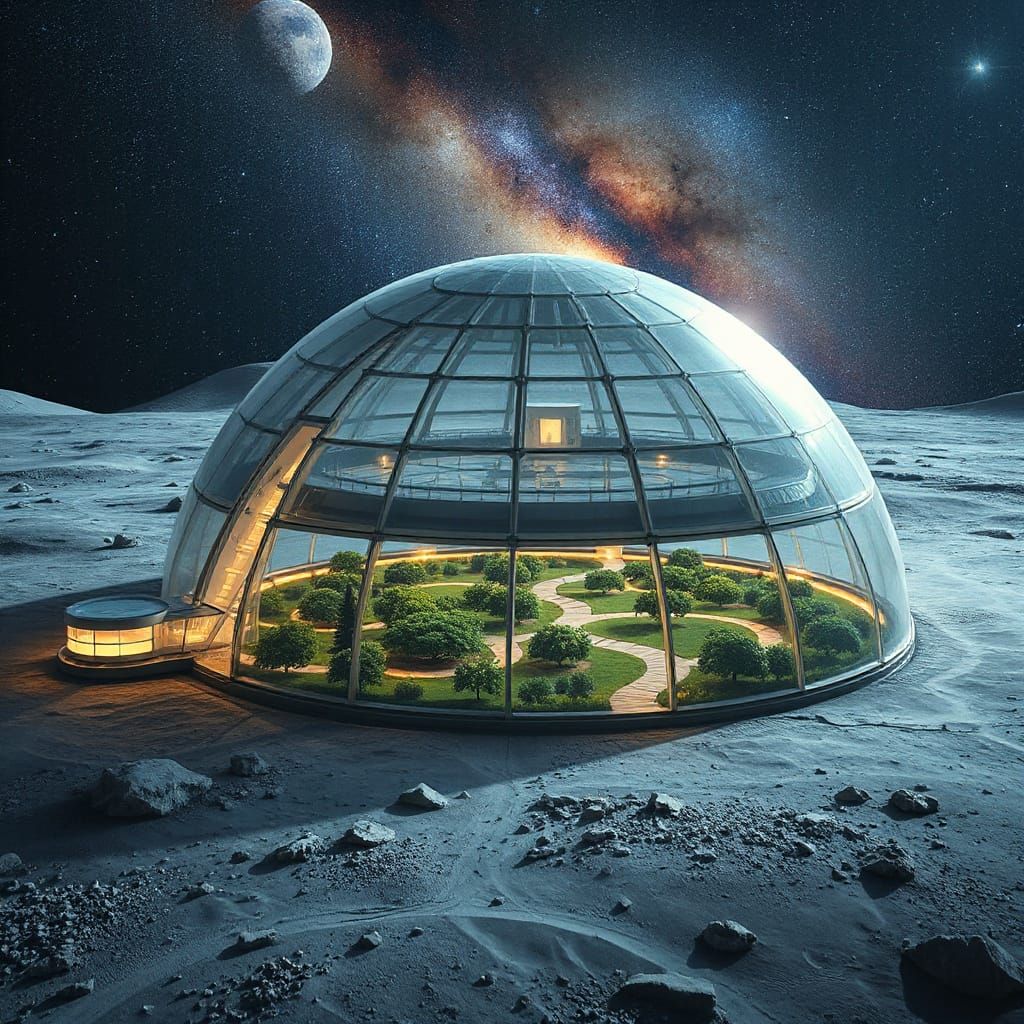 Lunar Colony in a Crystal Dome
