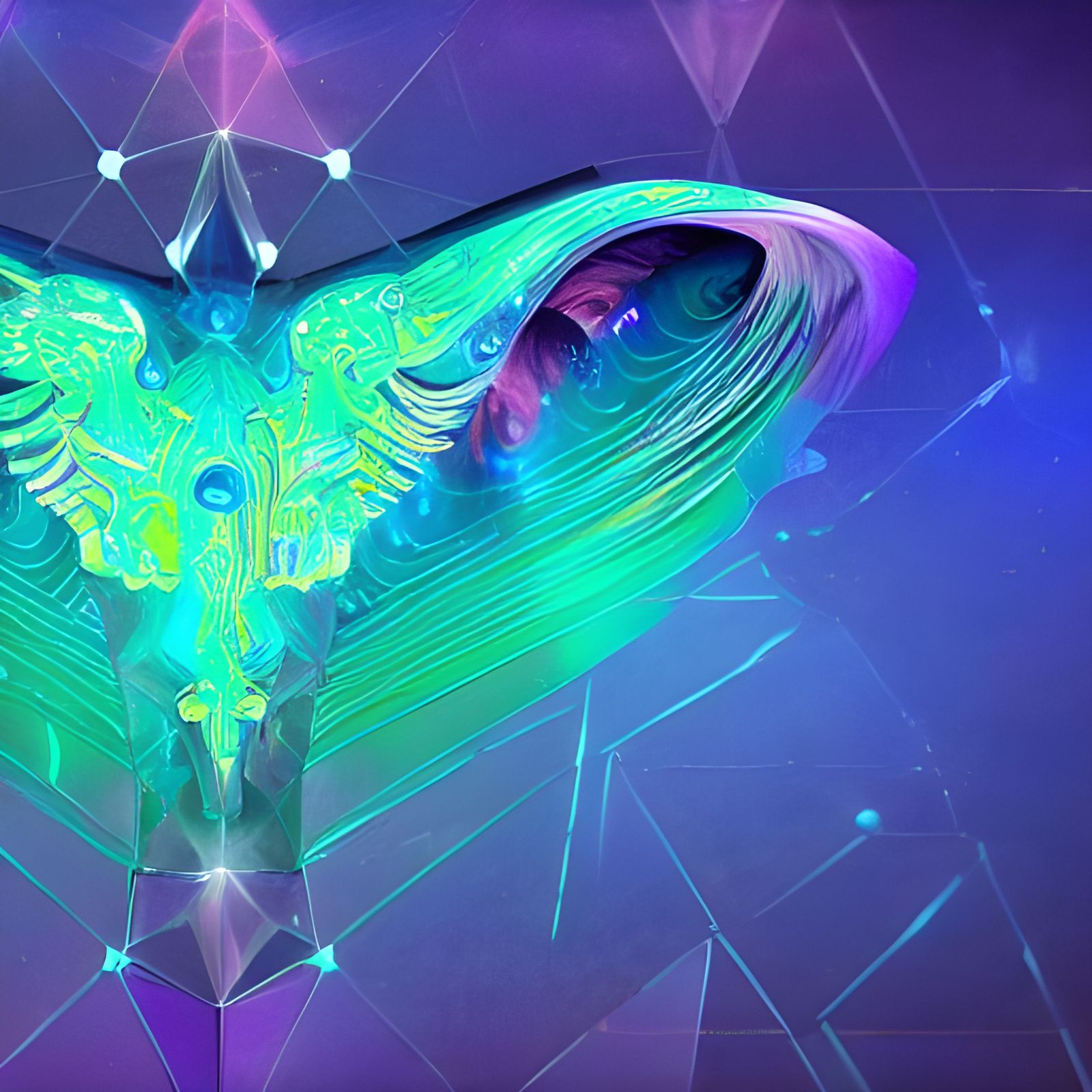 Holographic Aurora Crystals in Studio Ghibli Style