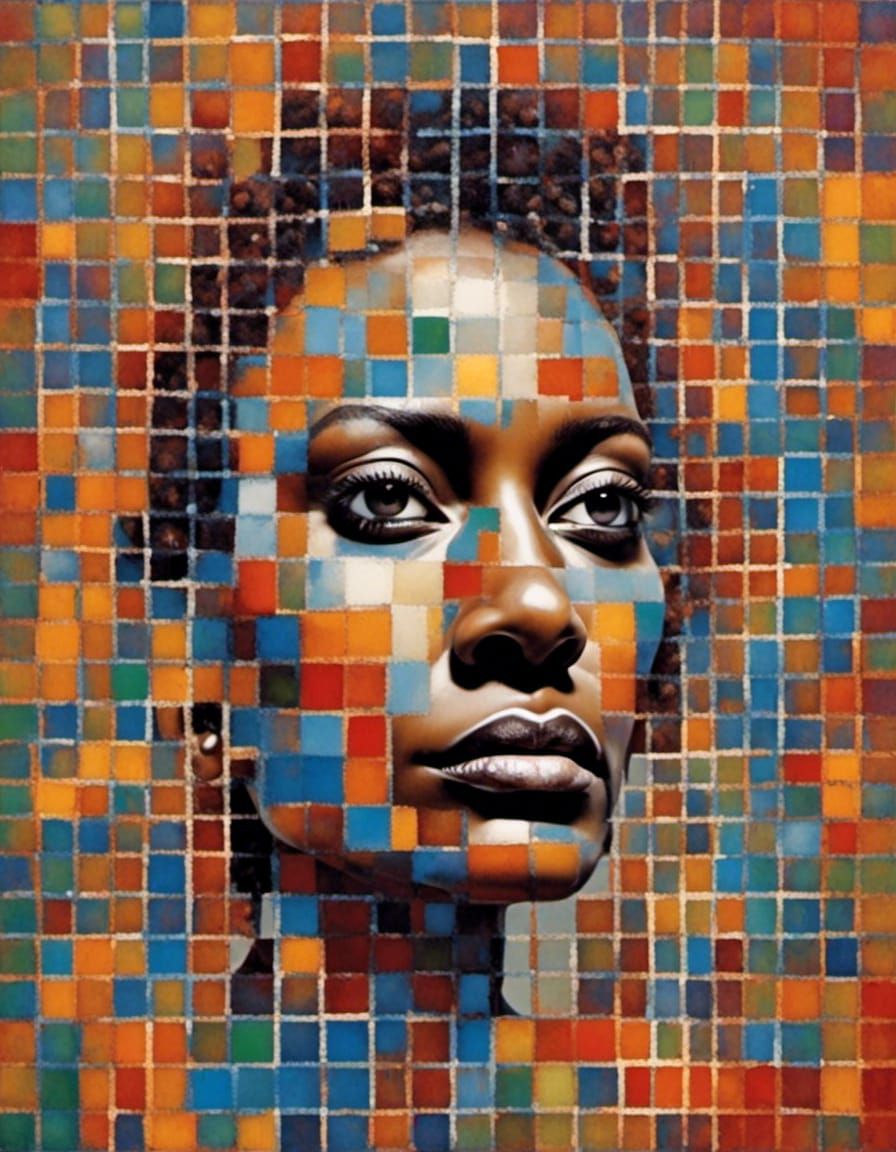 Mosaic Portrait of a Beautiful African Woman