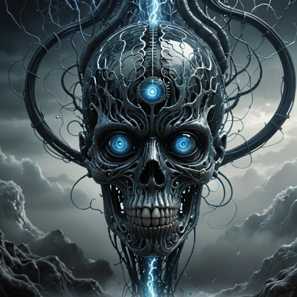 Surreal Glass Eye in Fog: 3D Render in Dark Fantasy Style