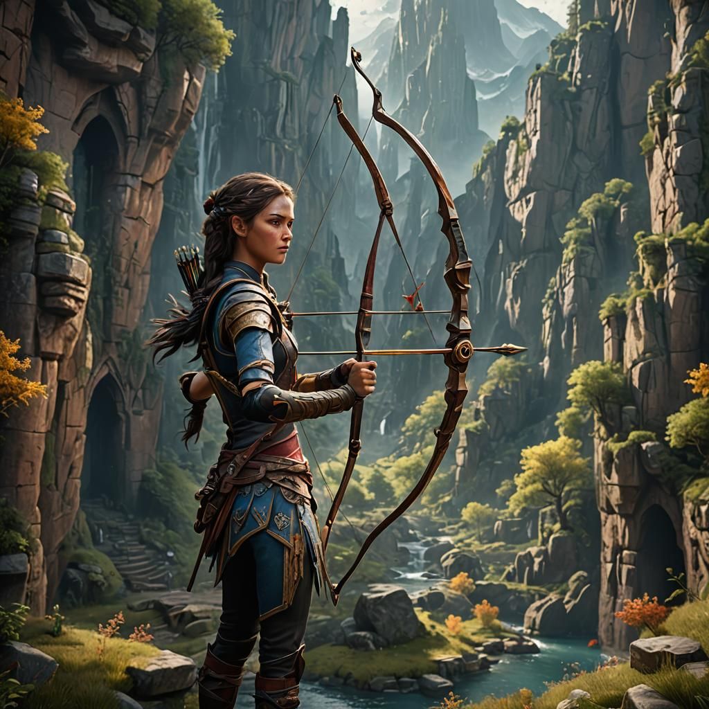 Fantastical Archery Scene in Detailed Matte Painting