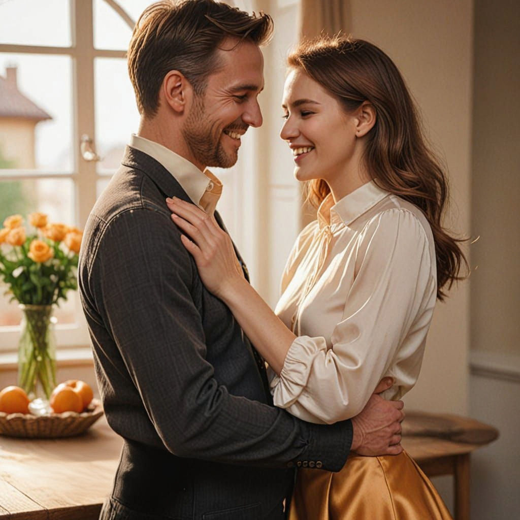 Cozy Kitchen Moment with Golden Light