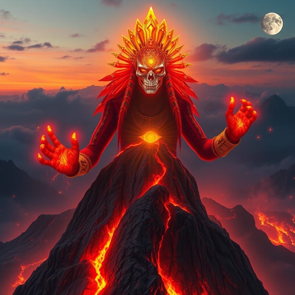 Red Jaguar Man on Mohawk Mountain: A Matte Painting