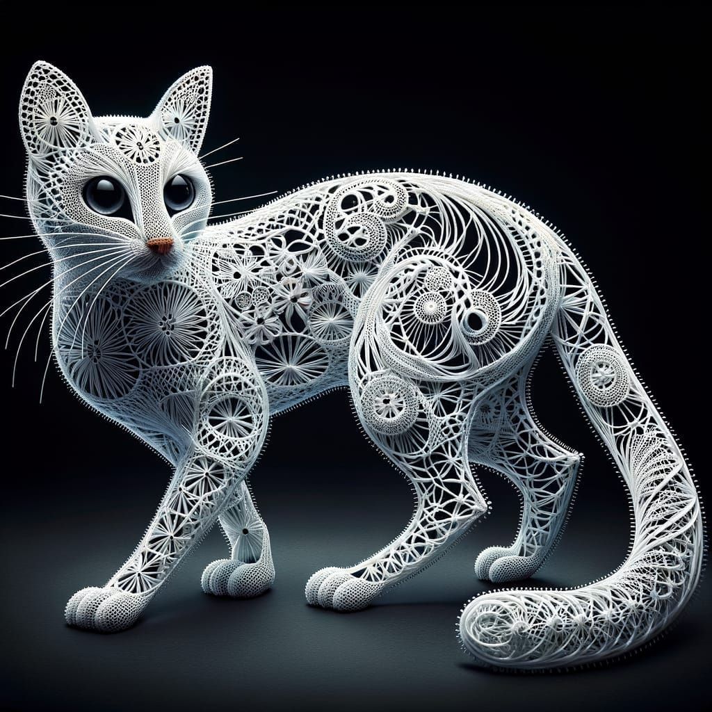 Lace Cat: An Intricate Tatting Art Visualization