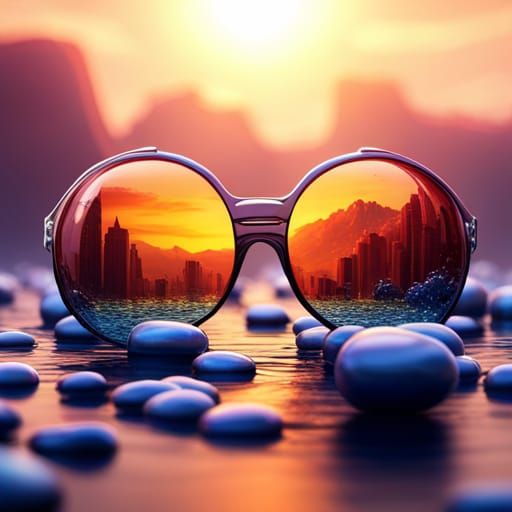 Bubble Sunglasses in Detailed Matte Painting Style